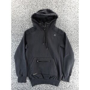ORIGIN Pullover Hoodie Snap Collar Zipper Pocket Black Men's Size XS